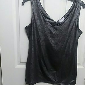 Grey metallic v-neck tank top by Cache